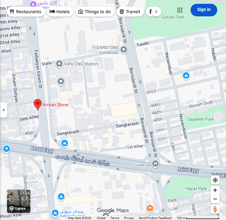 پیش‌نمایش موقعیت سنگ ارکان در Google Maps