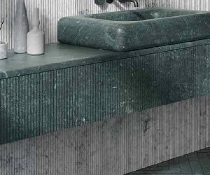 جزئیات نمای شیاردار و سه کشوی روشویی Absolute Green