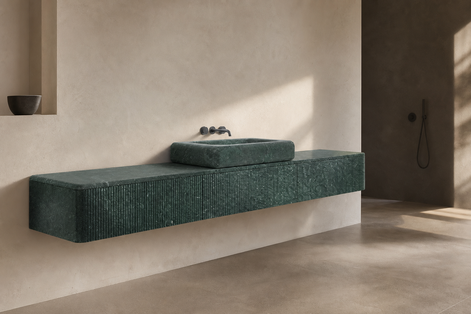 محصول سنگی روشویی Absolute Green در فضای معماری