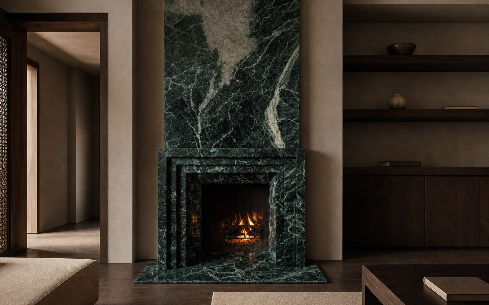 Green Frame Fireplace