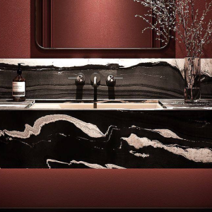 Black Horse vanity basin and fitting detail