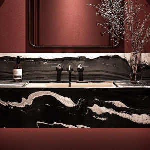 Black Horse Wave vanity in an architectural bathroom