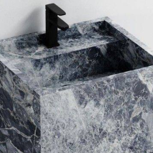 Heavy Blue stone basin and veining detail