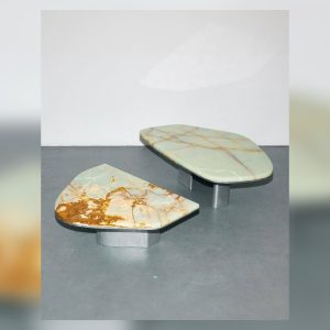 Fluid Light Marble Table in a landscape view
