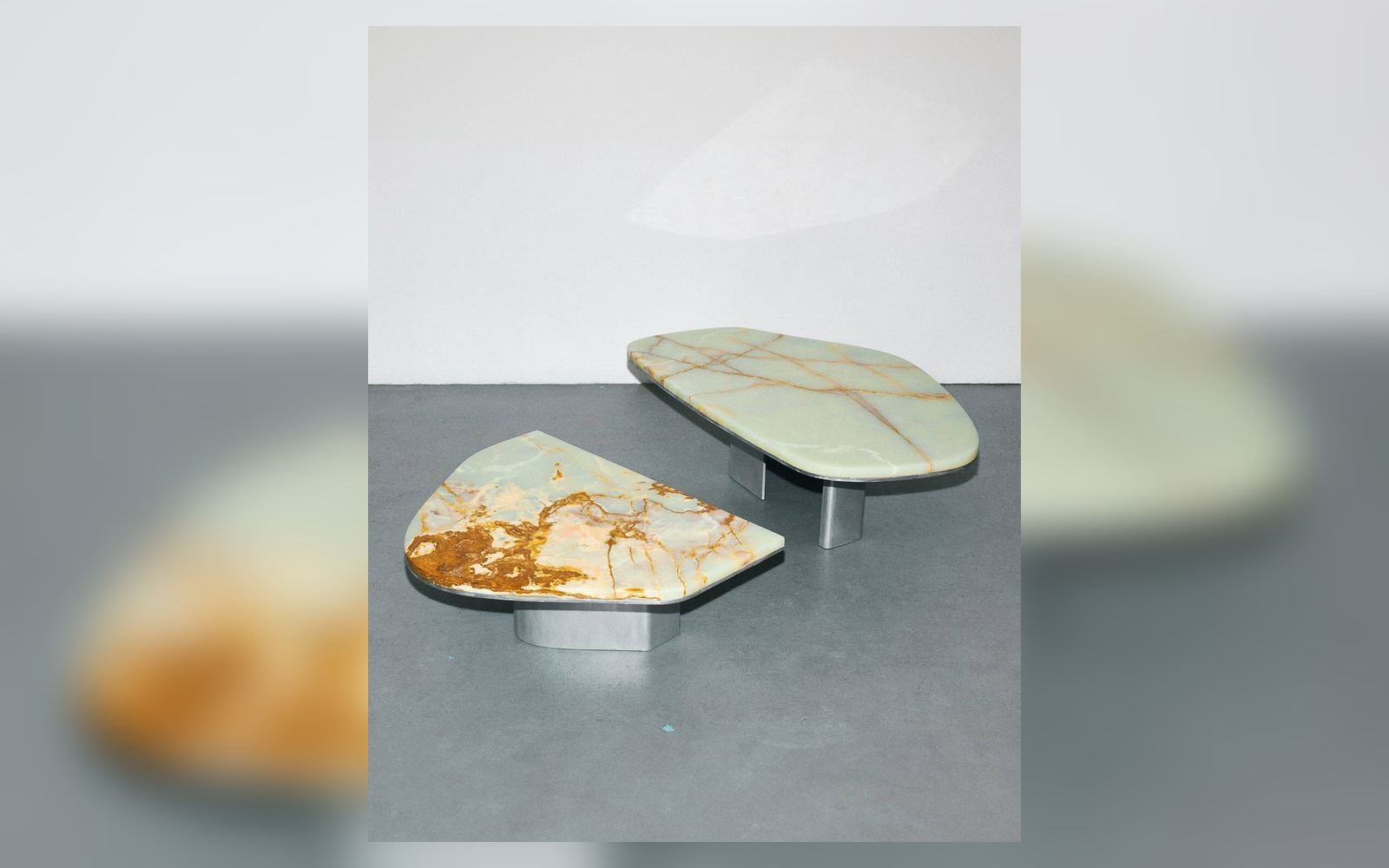 Fluid Light Marble Table in a landscape view