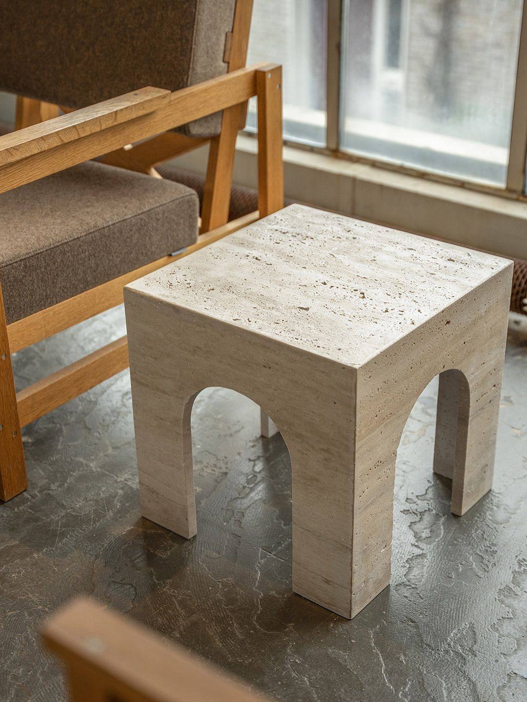 Light Arch Travertine Side Table