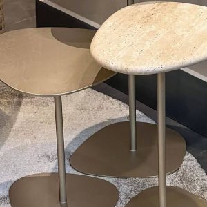 Light Leaf Travertine Side Table